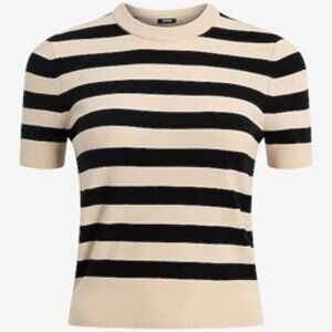 Express Skimming Striped Short Sleeve Sweater Tee